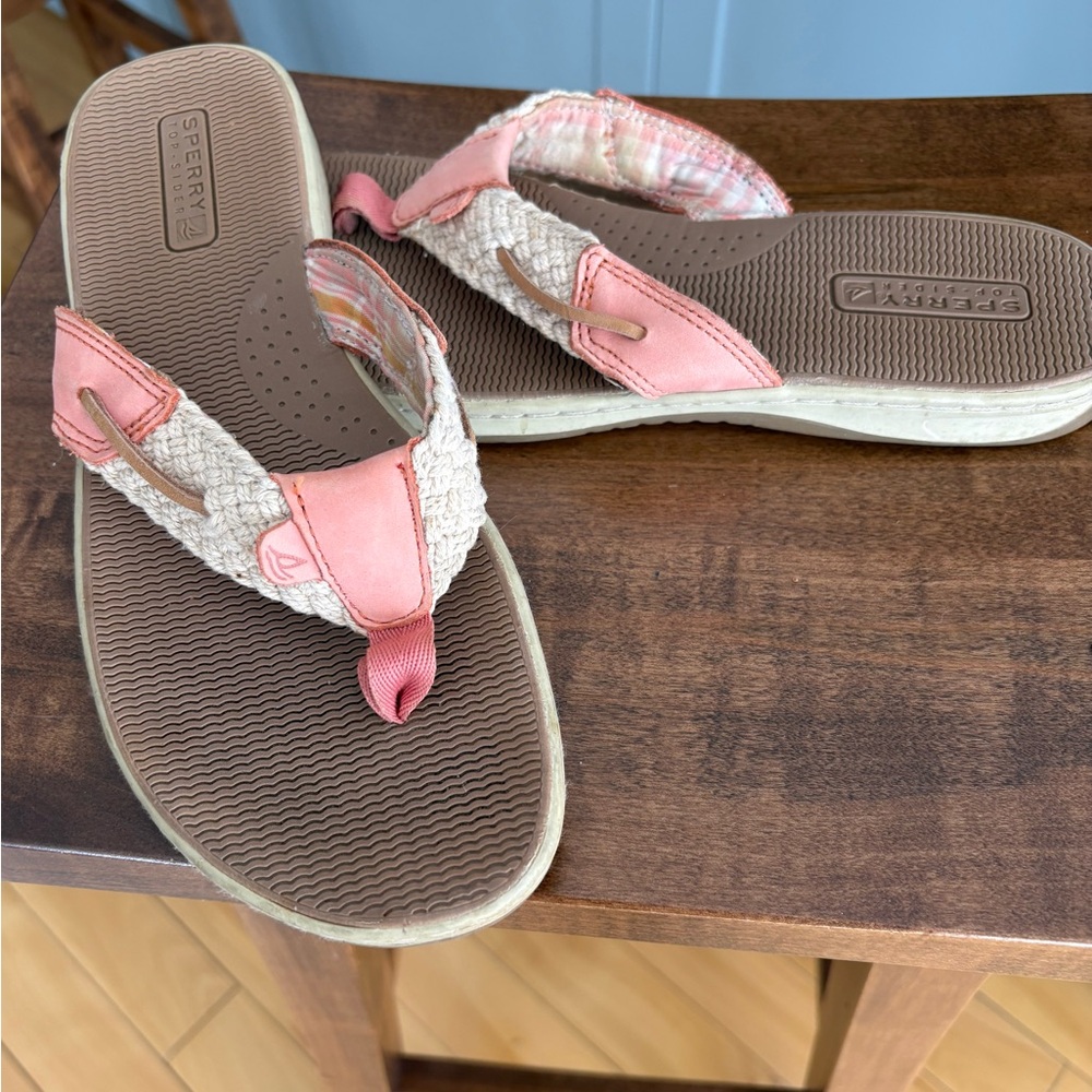 Sperry Women’s Coral Pink Braided Thong Sandals